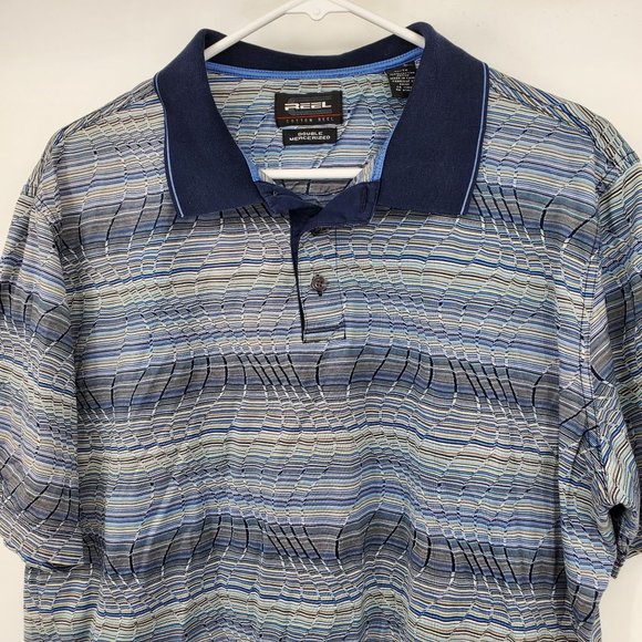 Reel Double Mercerized Wavy Geometric Golf Short Sleeve Polo Shirt XL - Picture 4 of 10